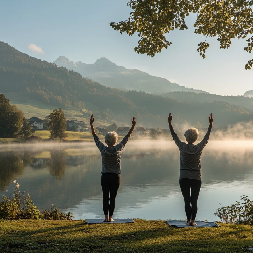 Заняття йогою біля озера